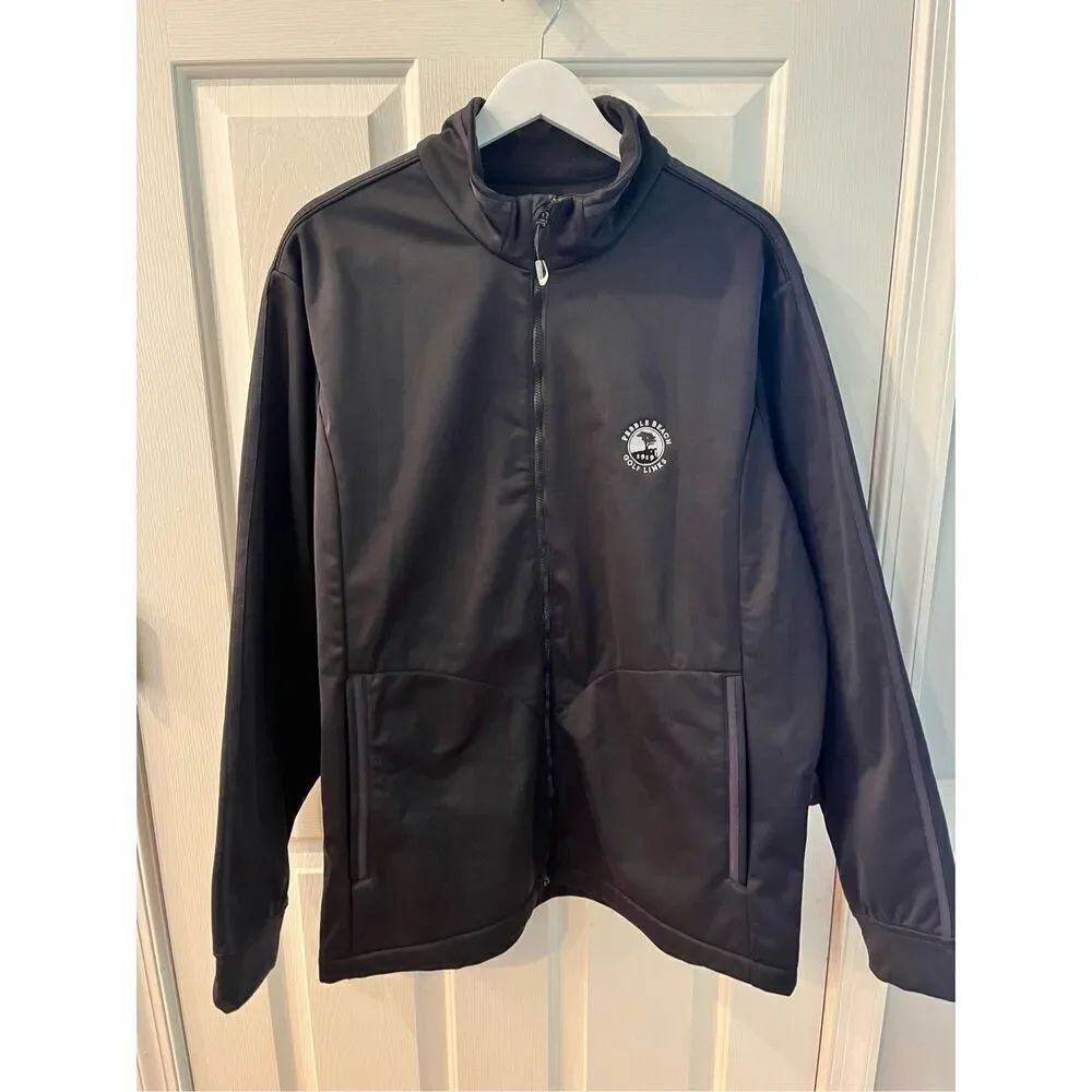 Antigua Pebble Beach Golf Links Black Fleece Lined Scuba Jacket sz XL EUC